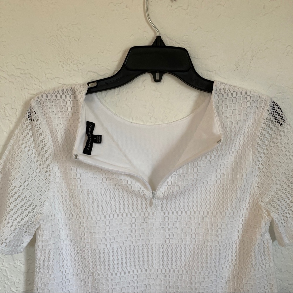 Banana Republic White Tiered Layered Lace Fringe Top Blouse Women’s Small - Picture 4 of 11